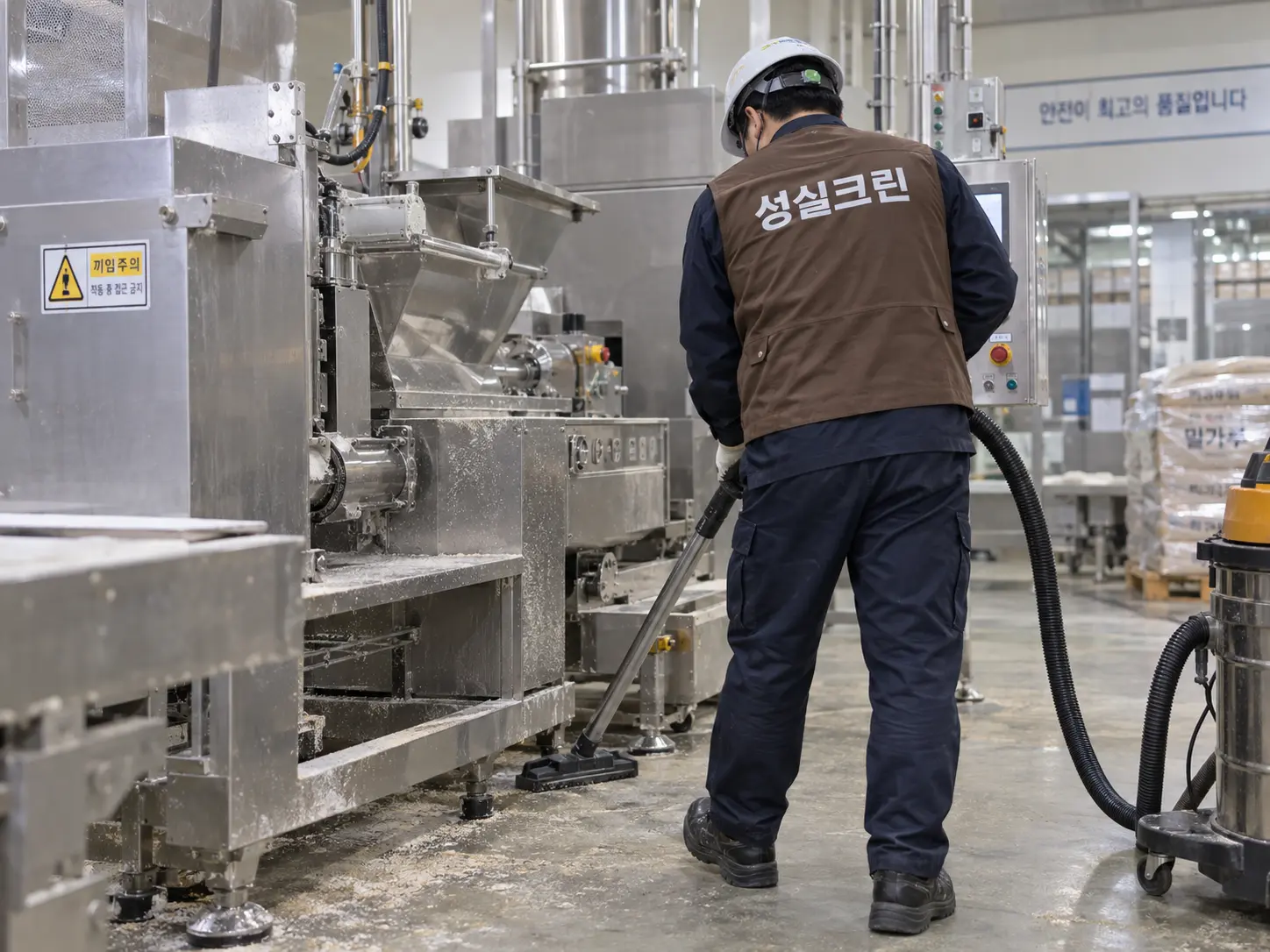 생산설비 외부 누적분진 제거