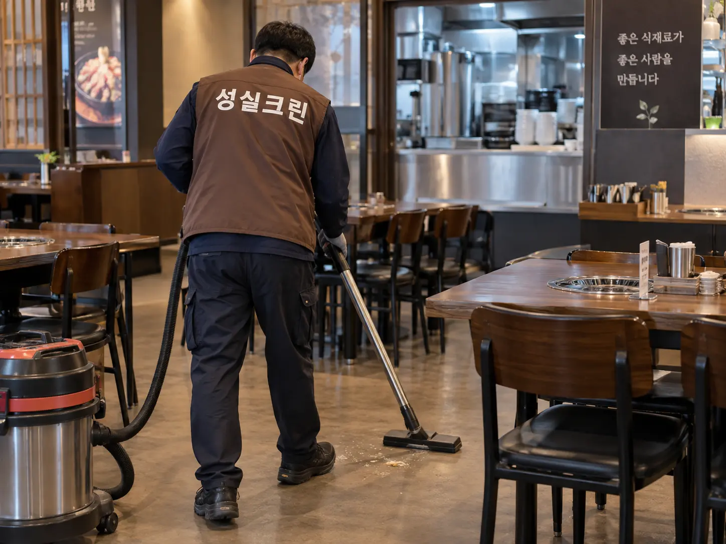 테이블과 의자 하부 음식물 오염 청소